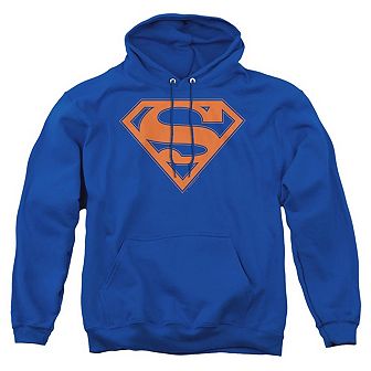 Superman Blue & Orange Shield Adult Pull Over Hoodie