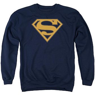 Superman Navy & Orange Shield Adult Crewneck Sweatshirt