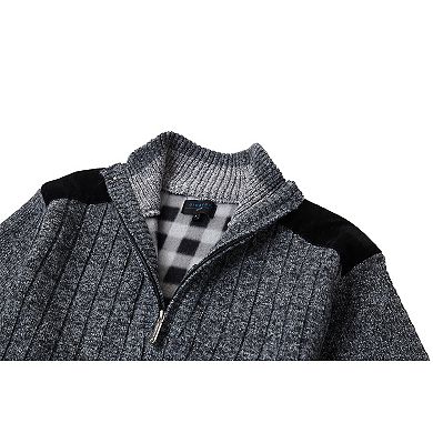 Gioberti Men's Half Zip Pullover Knitted Regular Fit Sweater With Soft Brushed Flannel Lining