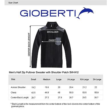 Gioberti Men's Half Zip Pullover Knitted Regular Fit Sweater With Soft Brushed Flannel Lining