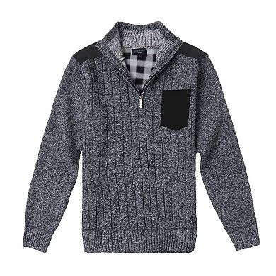 Gioberti Men's Half Zip Pullover Knitted Regular Fit Sweater With Soft Brushed Flannel Lining