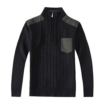 Gioberti Men's Half Zip Pullover Knitted Regular Fit Sweater With Soft Brushed Flannel Lining