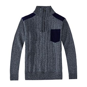 Gioberti Men's Half Zip Pullover Knitted Regular Fit Sweater With Soft Brushed Flannel Lining