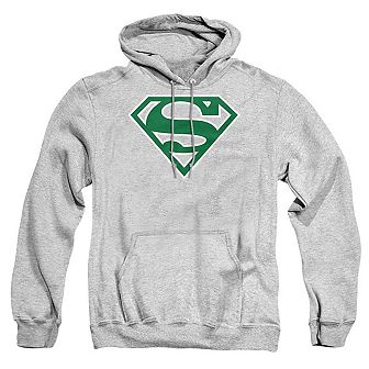 Superman Green & White Shield Adult Pull Over Hoodie