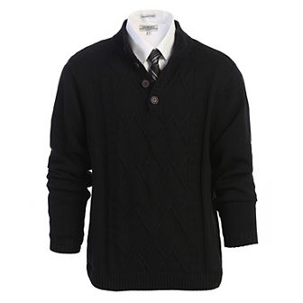 Gioberti Men's 100% Cotton Button Down Collar Knitted Pullover Sweater