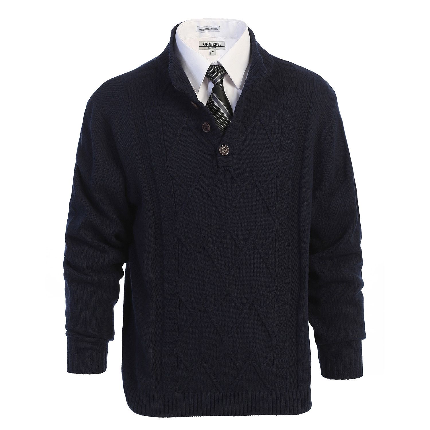 Gioberti Kids And Boys 100% Cotton Button Down Collar Knitted Pullover Slim Fit Sweater