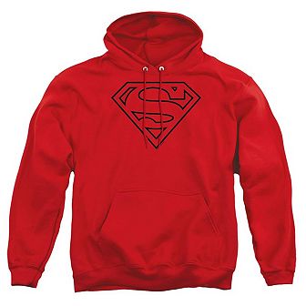 Superman Red & Black Shield Adult Pull Over Hoodie