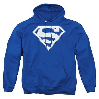 Superman Blue & White Shield Adult Pull Over Hoodie