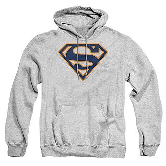 Superman Navy & Orange Shield Adult Pull Over Hoodie