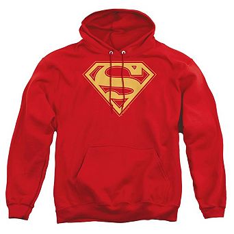 Superman Red & Gold Shield Adult Pull Over Hoodie