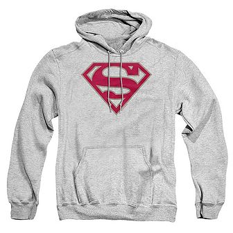 Superman Crimson & Gray Shield Adult Pull Over Hoodie