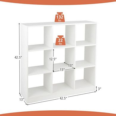 Hivvago Modern 9-cube Bookcase With 2 Anti-tipping Kits For Books Toys Ornaments-white