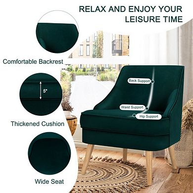 Hivvago Mid Century Velvet Accent Chair-green