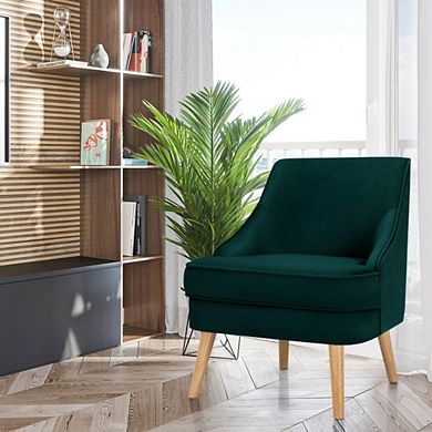 Hivvago Mid Century Velvet Accent Chair-green