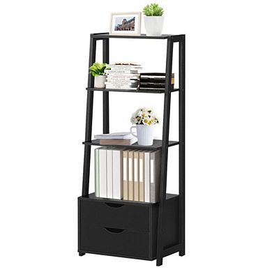 Hivvago 4-tier Ladder Bookshelf Storage Display With 2 Drawers