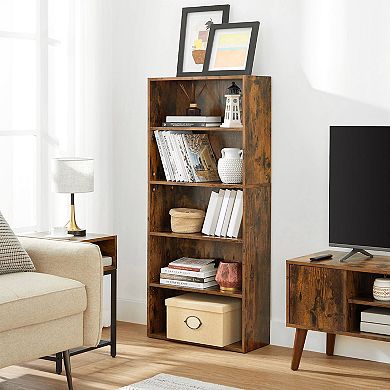 Hivvago 5 Tier Bookshelf Rustic Brown