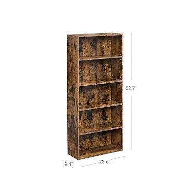 Hivvago 5 Tier Bookshelf Rustic Brown