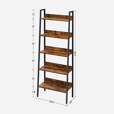 Hivvago Brown & Black 5-tier Storage Ladder Shelf