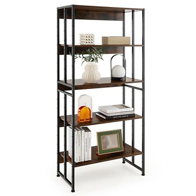Hivvago 3/5-tier Industrial Bookshelf Storage Shelf Display Rack With Adjustable Shelves