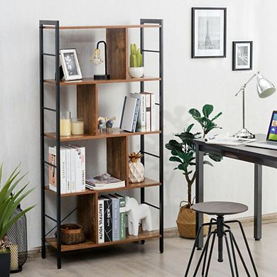 Hivvago 4-tier Industrial Freestanding Bookshelf With Metal Frame