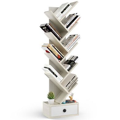 Hivvago 10-tier Tree Bookshelf With Drawer And Anti-tipping Kit
