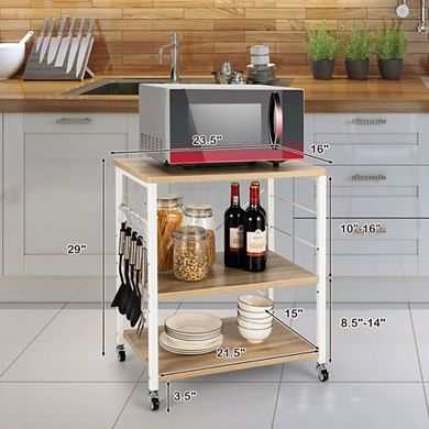 Hivvago 3-tier Kitchen Baker's Rack Microwave Oven Storage Cart With Hooks