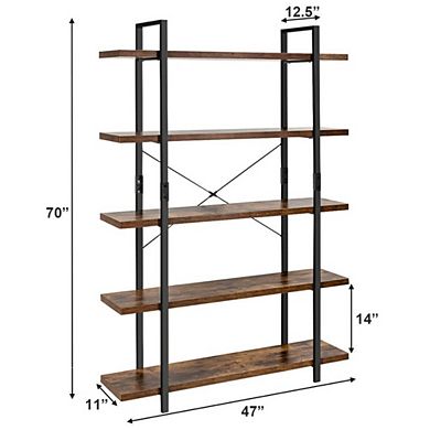 Hivvago 3/5 Tiers Industrial Bookcase With Metal Frame For Home Office