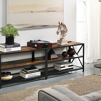 BRYCE Rustic Brown Industrial TV Stand Entertainment Center