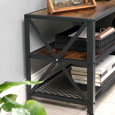 BRYCE Rustic Brown Industrial TV Stand Entertainment Center