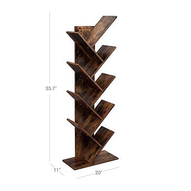 Hivvago Brown Tree-shaped Standing Wooden Bookshelf