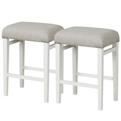 Hivvago 2 Pieces Inch Backless Barstools With Padded Seat Cushions