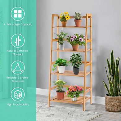 Hivvago 47.5 Inch 4-tier Multifunctional   Bookcase Storage Stand Rack