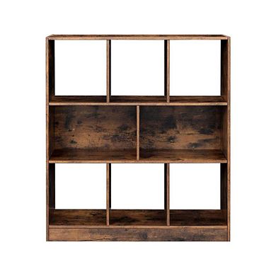 Hivvago Brown Wooden Bookcase With Open Shelves