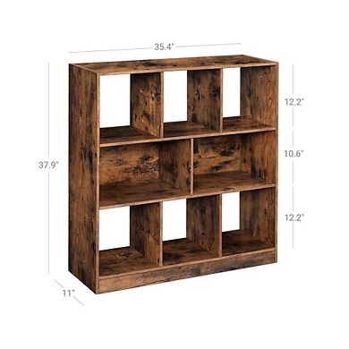 Hivvago Brown Wooden Bookcase With Open Shelves