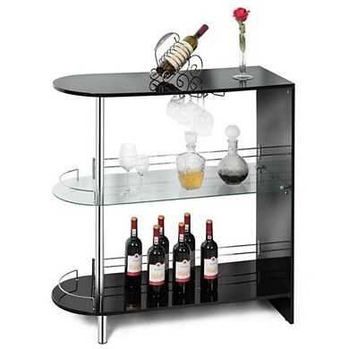 Hivvago 2-holder Bar Table With Tempered Glass Shelf