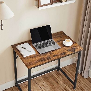 Industrial Brown Slim Computer Desk for Small Space
