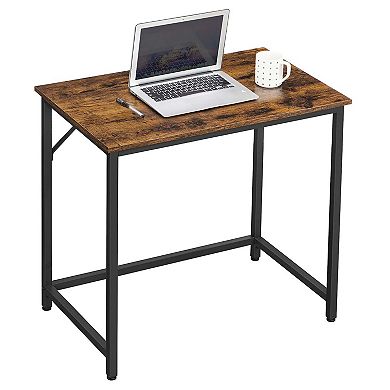 Industrial Brown Slim Computer Desk for Small Space