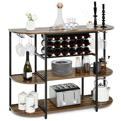 Hivvago 47 Inches Wine Rack Table With Glass Holder And Storage Shelves