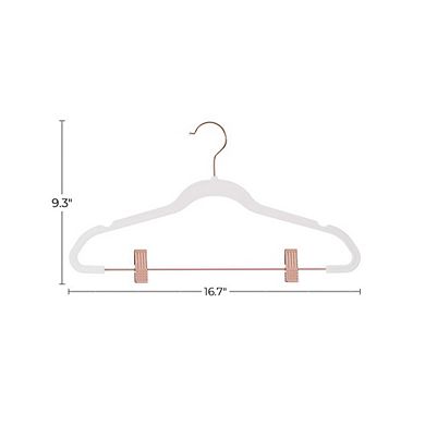 White 24-Pack Velvet Coat Hangers with Movable Clips