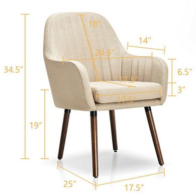 Set of 2 Accent Chairs with Wooden Legs