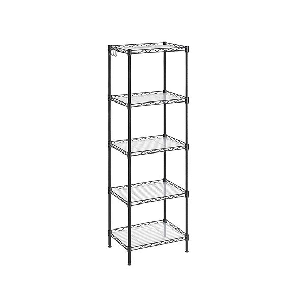 Black 5Tier HeightAdjustable Kitchen Storage Shelf