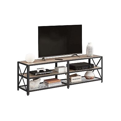 Greige TV Stand Entertainment Center with Shelves