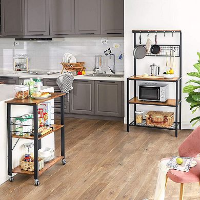 Industrial Kitchen Bakers Rack with Hooks
