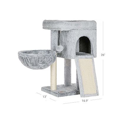 BreeBe Cat Tree Light Gray - 3 Pillars