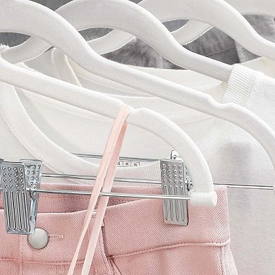 30-Pack White Pants Hangers with Adjustable Clips