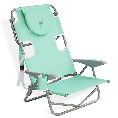 Ostrich On Your Back Folding Reclining Outdoor Camping Lawn Chair, Teal (2 Pack)