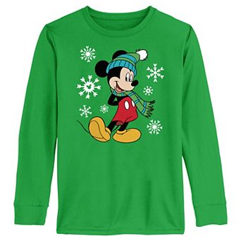 Boys 4-7 Mickey Mouse Winter Holiday Style Long Sleeve Graphic Tee
