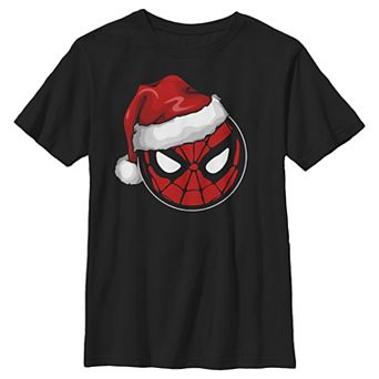 Boys 4-7 Spider-Man Wearing Santa Claus Hat Graphic Tee