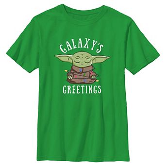 Boys 4-7 The Mandalorian Grogu Holiday Greetings Graphic Tee
