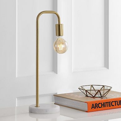 Axel Minimalist Glam Gold Pipe Metal/marble Led Table Lamp